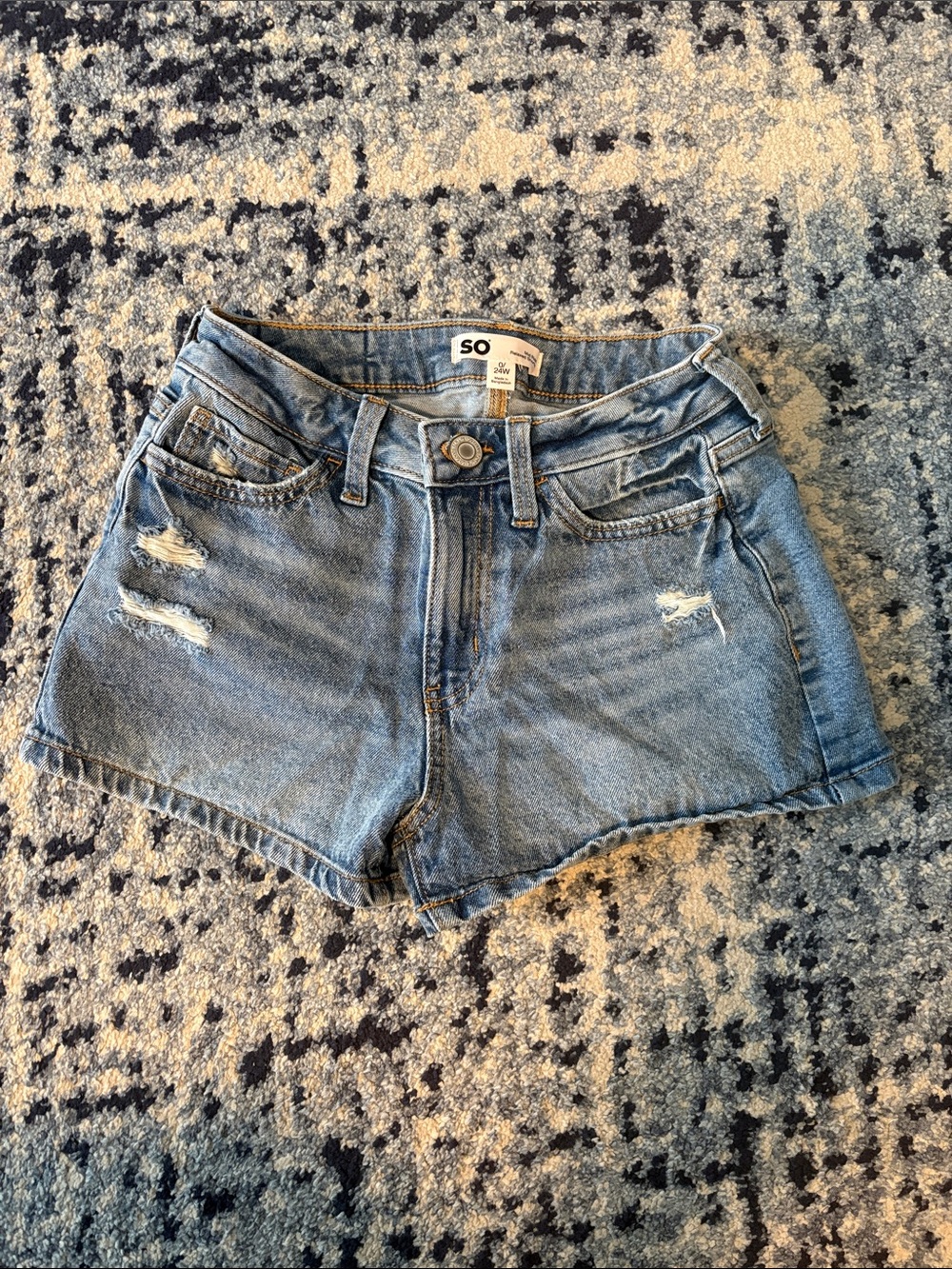 SO Light Blue Distressed Denim Shorts